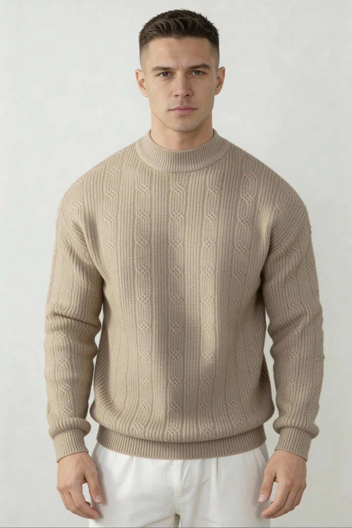 Strickpullover aus Lyocell Woll Mischung mit Rundhalsausschnitt