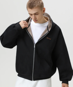 Alternative view of Baumwoll Reißverschluss Hoodie mit gefütterter Kapuze