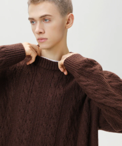 Alternative view of Kabelstrick Pullover aus Woll Baumwoll Mischung mit Rippbündchen