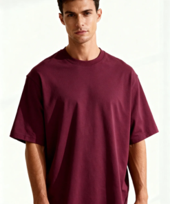 Baumwoll T Shirt mit schwerem Material und Rundhalsausschnitt