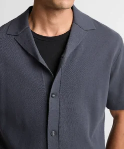 Alternative view of Kurzarm Strickhemd aus Merinowolle mit Knopfleiste