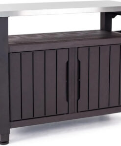 2026 2026 Keter Unity XL Mobiler Patio-Wagen – Wetterfester Außenküchentisch mit Edelstahl-Arbeitsfläche, Abschließbarem Stauraum & Zubehör