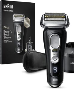 Braun Series 9 Pro Premium Rasierer Herren mit 4 1 Scherkopf, Elektrorasierer & ProLift Trimmer, PowerCase, 5-in-1 Reinigungsstation, 60 Min Laufzeit, Made in Germany, 9477cc, silber