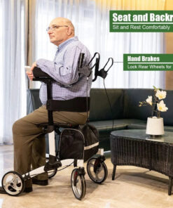 2026 BEYOUR WALKER Aufrechter Rollator, 10″ Räder, Verstellbare Armlehnen, Klappbares Design, Weiß – Mobilitätshilfe für Senioren