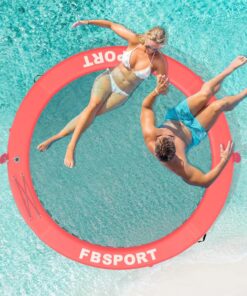 2026 Aufblasbares Dock, schwimmende Plattform, 2,44 m aufblasbares Wasserhängematten-Schwimmdeck für See mit Getränkehalter, runder Schwimmring, Schwimmfloß, Liegeinsel, Plattformpolster