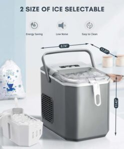 2026 Eiswürfelbereiter für die Arbeitsplatte, tragbare Eismaschine mit Tragegriff, selbstreinigend, Korb und Schaufel, 9 Würfel in 6 Minuten, 12 kg/24 Std., 2 Größen von Bullet Ice, für Zuhause, Küche, Party, Schwarz, Grün