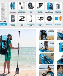 2026 Aqua Spirit SUP Board Aufblasbares Standup Stand Up Paddle Board/Paddel Kajak | 320x81x15cm | Satz mit Paddel, Sitz, Rucksack, Pumpe und weiterem Zubehör | Erwachsene Anfänger/Experten (Blau)