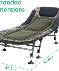 2026 Campingbetten für Erwachsene, 150 kg, mit Tragetasche, robustes Klappbett mit weich gepolstertem Kissen, tragbares Militärbett für die Jagd, um 180° verstellbare Liegefläche für den Außenbereich