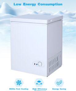 2026 3,5 Kubikfuß Gefriertruhe mit herausnehmbarem Korb, 7-stufige einstellbare Temperaturregelung (-28 °C bis -46 °C), kompakte Tiefkühltruhe für Garage, Büro, Keller, Haus, Küche, Geschäft, Wohnmobile, Weiß