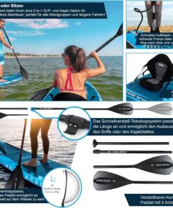 2026 Aqua Spirit SUP Board Aufblasbares Standup Stand Up Paddle Board/Paddel Kajak | 320x81x15cm | Satz mit Paddel, Sitz, Rucksack, Pumpe und weiterem Zubehör | Erwachsene Anfänger/Experten (Blau)