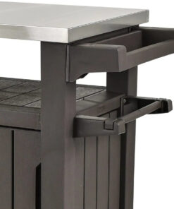 2026 2026 Keter Unity XL Mobiler Patio-Wagen – Wetterfester Außenküchentisch mit Edelstahl-Arbeitsfläche, Abschließbarem Stauraum & Zubehör