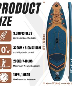 2026 ALLPICK Premium SUP Board Set, Stand Up Paddling Board Aufblasbar, Mit Universal Kamerahalterung, Komplettes Zubehör, Verstellbares Paddel, Anfänger und Fortgeschrittene, 180kg Marineblau