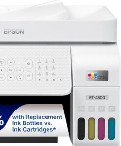 2026 ET-4800 Kabelloser All-in-One-Supertank-Drucker ohne Patronen mit Scanner, Kopierer, Fax, ADF und Ethernet – Ideal für Ihr Home-Office, Weiß