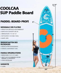 2026 COOLCAA 354cmx86cmx15cm Stand Up Paddling Board mit Premium SUP Zubehör, Tragkraft bis 210kg, SUP Board für Erwachsene und Jugendliche Aller Niveaus