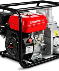 EBERTH 5,5PS Wasserpumpe mit 30.000l/h und 30m Förderhöhe, 2 Zoll Anschluss, Gartenpumpe Schmutzwasserpumpe mit 4-Takt-Motor und 7m Ansaughöhe, Benzin Pumpe, Seilzugstart, Metallfuß, Tragegriff