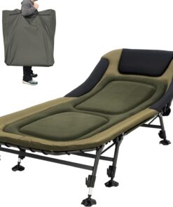 2026 Campingbetten für Erwachsene, 150 kg, mit Tragetasche, robustes Klappbett mit weich gepolstertem Kissen, tragbares Militärbett für die Jagd, um 180° verstellbare Liegefläche für den Außenbereich