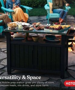 2026 2026 Keter Unity XL Mobiler Patio-Wagen – Wetterfester Außenküchentisch mit Edelstahl-Arbeitsfläche, Abschließbarem Stauraum & Zubehör