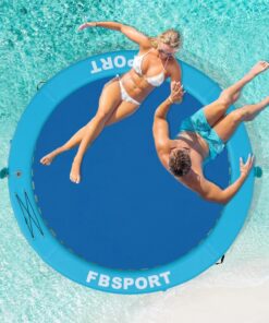 2026 Aufblasbares Dock, schwimmende Plattform, 2,44 m aufblasbares Wasserhängematten-Schwimmdeck für See mit Getränkehalter, runder Schwimmring, Schwimmfloß, Liegeinsel, Plattformpolster