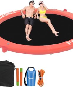 2026 Aufblasbares Dock, schwimmende Plattform, 2,44 m aufblasbares Wasserhängematten-Schwimmdeck für See mit Getränkehalter, runder Schwimmring, Schwimmfloß, Liegeinsel, Plattformpolster