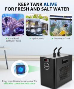 2026 Aquarium-Kühler, 42 Gallonen, 1/10 PS, Wasserkühler, Fischtank-Kühler, spezielles leises Design, Kühlkompressor für Hydrokultur, Wasserpflanzen, Quallen, Korallen, Kristallgarnelen (42 Gallonen/160 l)