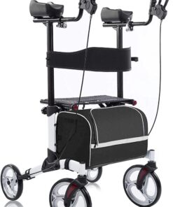 2026 BEYOUR WALKER Aufrechter Rollator, 10″ Räder, Verstellbare Armlehnen, Klappbares Design, Weiß – Mobilitätshilfe für Senioren