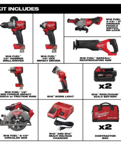 2026 2026 M18 FUEL 18V Akku-Kit Combo mit 7 Werkzeugen und 5,0 Ah Lithium-Ionen-Akku ohne Bürstenmotor