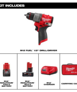 2026 3403-22 M12 FUEL 12V Lithium-Ion Brushless Cordless 1/2 in. Bohrschrauber-Kit mit 4.0Ah und 2.0Ah Akku und Soft Case