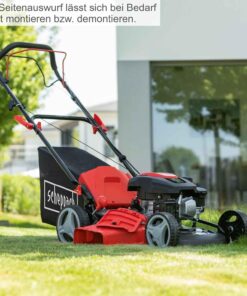 Scheppach MS161-46 Benzin Rasenmäher - 46 cm Schnittbreite | 55 Liter Fangkorb | Stahlgehäuse | 7-stufige Höhenverstellung | Mulchfunktion | Radantrieb | Seitenauswurf | inkl. Motoröl