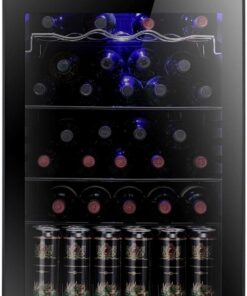 2026 Antarctic Star Weinkühler/-schrank für 36 Flaschen, Getränkekühlschrank, kleiner Mini-Weinkeller, Bier-/Sodabar-Kühlschrank, leiser Betrieb, Kompressor, Temperatureinstellung, freistehend, schwarz, 4,4 Kubikfuß