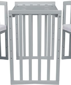 Waldin Oval Baby-Bett Mitwachsend Komplett Set 7in1, Gitterbett, Kinderbett mit Matratze, Wickelkommode, Beistellbett, Holz Weiß