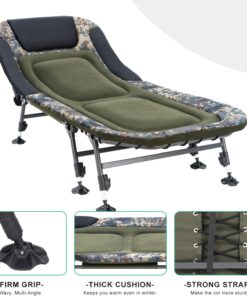 2026 Campingbetten für Erwachsene, 150 kg, mit Tragetasche, robustes Klappbett mit weich gepolstertem Kissen, tragbares Militärbett für die Jagd, um 180° verstellbare Liegefläche für den Außenbereich