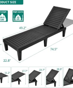 2026 Chaiselongue-Stühle für den Außenbereich, 4er-Set mit verstellbarer Rückenlehne, stabile Liegen für Terrasse und Poolrand, einfache Montage, wasserdicht und leicht mit einer Tragfähigkeit von 120 kg, schwarz