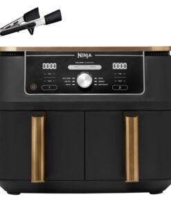2026 Ninja Foodi MAX Dual Zone Heißluftfritteuse, 9,5L Airfryer, 2 Fächer, mit Zange, Antihaftbeschichtung, spülmaschinenfeste Körbe, 6-in-1, Amazon Exklusiv, Kupfer/Schwarz, AF400EUCP