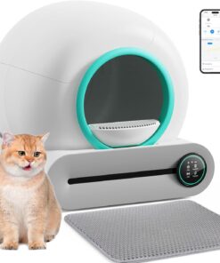 2026 Selbstreinigende Katzentoilette, Automatische Katzentoilette mit Matte und Einlagen, 65 l 9 l große Kapazität, Selbstreinigende Katzentoilette, App-Steuerung/Geeignet für mehrere Katzen – Grau