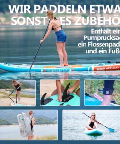 2026 COOLCAA 354cmx86cmx15cm Stand Up Paddling Board mit Premium SUP Zubehör, Tragkraft bis 210kg, SUP Board für Erwachsene und Jugendliche Aller Niveaus