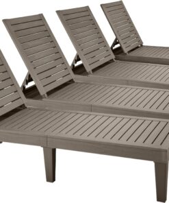 2026 Chaiselongue-Stühle für den Außenbereich, 4er-Set mit verstellbarer Rückenlehne, stabile Liegen für Terrasse und Poolrand, einfache Montage, wasserdicht und leicht mit einer Tragfähigkeit von 120 kg, schwarz