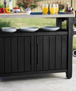 2026 2026 Keter Unity XL Mobiler Patio-Wagen – Wetterfester Außenküchentisch mit Edelstahl-Arbeitsfläche, Abschließbarem Stauraum & Zubehör