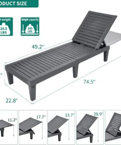 2026 Chaiselongue-Stühle für den Außenbereich, 4er-Set mit verstellbarer Rückenlehne, stabile Liegen für Terrasse und Poolrand, einfache Montage, wasserdicht und leicht mit einer Tragfähigkeit von 120 kg, schwarz