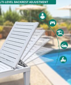 2026 Chaiselongue-Stühle für den Außenbereich, 4er-Set mit verstellbarer Rückenlehne, stabile Liegen für Terrasse und Poolrand, einfache Montage, wasserdicht und leicht mit einer Tragfähigkeit von 120 kg, schwarz