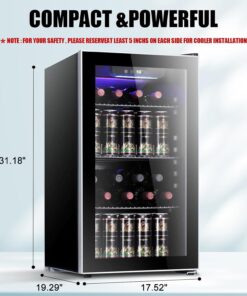 2026 Antarctic Star Weinkühler/-schrank für 36 Flaschen, Getränkekühlschrank, kleiner Mini-Weinkeller, Bier-/Sodabar-Kühlschrank, leiser Betrieb, Kompressor, Temperatureinstellung, freistehend, schwarz, 4,4 Kubikfuß