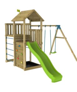 2026 TP Skywood Holzturm-Klettergerüst mit Wellenrutsche, Sky Deck & Doppelschaukel – FSC®-zertifiziert