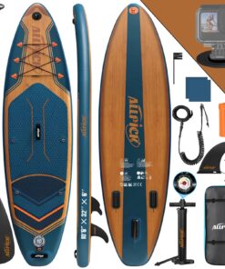 2026 ALLPICK Premium SUP Board Set, Stand Up Paddling Board Aufblasbar, Mit Universal Kamerahalterung, Komplettes Zubehör, Verstellbares Paddel, Anfänger und Fortgeschrittene, 180kg Marineblau