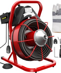 2026 Rohrreinigungsmaschine, 75 Fuß x 3/8 Zoll Rohrreinigungsmaschine passend für 1 bis 4 Zoll Rohre, tragbarer Rohrreinigungsspirale mit 4 Schneidern, elektrisches Rohrverstopfungsentferner-Sanitärwerkzeug