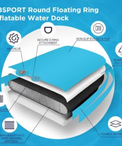 2026 Aufblasbares Dock, schwimmende Plattform, 2,44 m aufblasbares Wasserhängematten-Schwimmdeck für See mit Getränkehalter, runder Schwimmring, Schwimmfloß, Liegeinsel, Plattformpolster