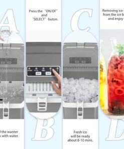 2026 Eiswürfelbereiter für die Arbeitsplatte, tragbare Eismaschine mit Tragegriff, selbstreinigend, Korb und Schaufel, 9 Würfel in 6 Minuten, 12 kg/24 Std., 2 Größen von Bullet Ice, für Zuhause, Küche, Party, Schwarz, Grün