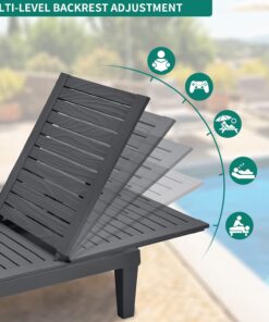 2026 Chaiselongue-Stühle für den Außenbereich, 4er-Set mit verstellbarer Rückenlehne, stabile Liegen für Terrasse und Poolrand, einfache Montage, wasserdicht und leicht mit einer Tragfähigkeit von 120 kg, schwarz