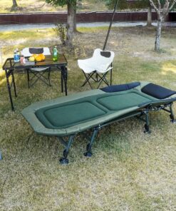 2026 Campingbetten für Erwachsene, 150 kg, mit Tragetasche, robustes Klappbett mit weich gepolstertem Kissen, tragbares Militärbett für die Jagd, um 180° verstellbare Liegefläche für den Außenbereich