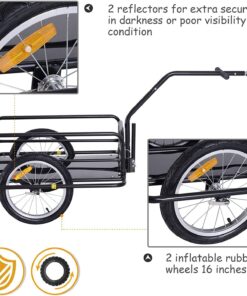 2026 Aosom Faltbarer Fahrradanhänger mit Anhängerkupplung, 36 kg Tragkraft, 40,6 cm Räder, schwarz