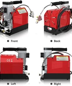 Tragbarer PCP-Luftkompressor CS2, 4500 Psi/30 MPa, ölfrei, Stromversorgung über 12 V Gleichstrom im Auto oder 110 V Wechselstrom zu Hause mit Adapter (im Lieferumfang enthalten), Paintball-Tankkompressor mit zusätzlichem Feuchtigkeits-Ölabscheider