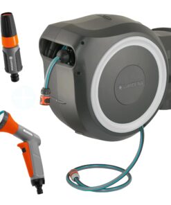 2026 Gardena Wand-Schlauchbox RollUp XL 35 m Exklusiv für Amazon: flexible Bewässerung für große Gärten, Schwenkbare Schlauchbox, inkl. 35 m Qualitätsschlauch mit Brause & Reinigungsspritze (18632-60)